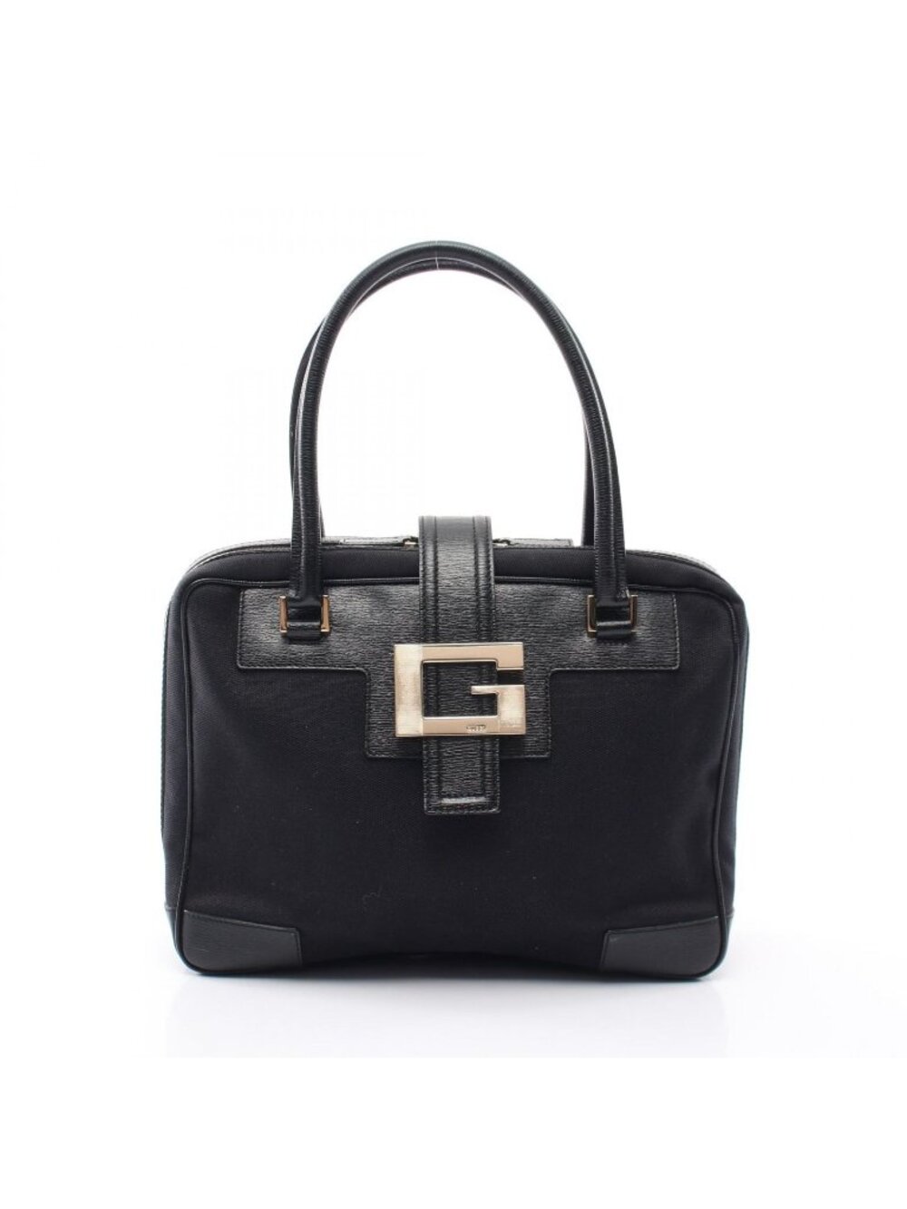 Gucci Handbag G Logo Black Canvas Leather